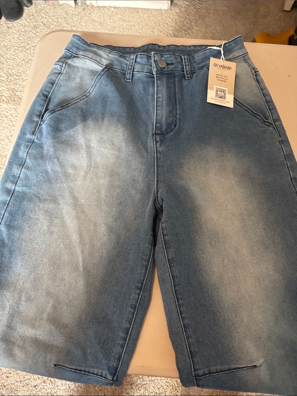 Women’s Blue Washed Denim Jeans Wide Leg